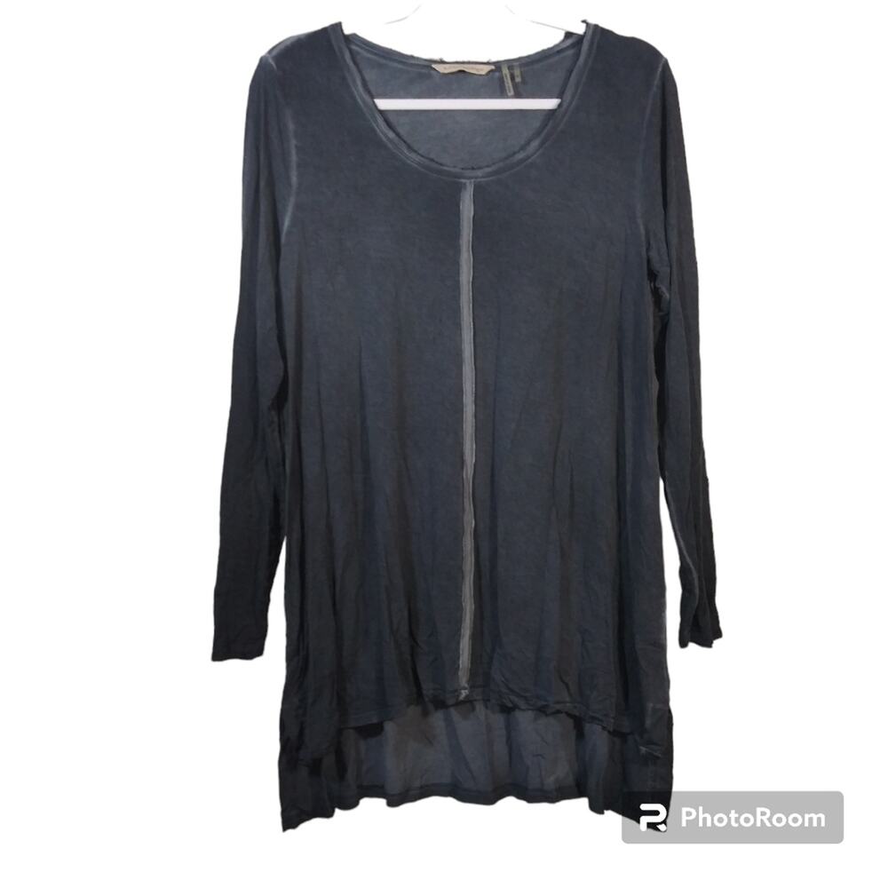 Soft Surroundings Blue Acid Wash Long Sleeve Tunic Size M
